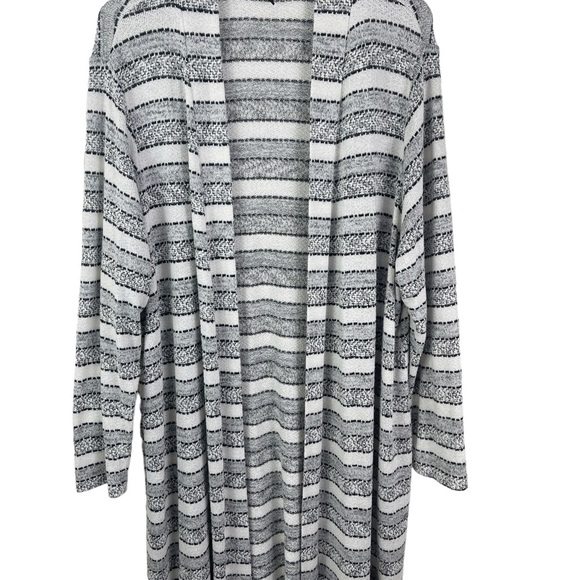 Lane Bryant 22/24 Rayon Blend Open Front Long Soft Knit Duster Striped Cardigan - Picture 7 of 15